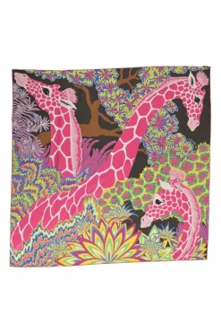 Multi-colour silk 'The Three Graces' scarf featuring original artwork by Alice Shirley