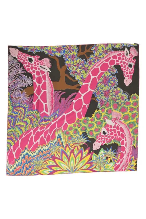 Multi-colour silk 'The Three Graces' scarf featuring original artwork by Alice Shirley