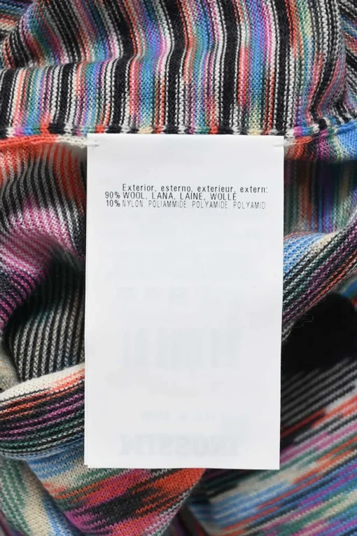 Multi-colour wool-blend knit two-piece set with crewneck T-shirt and contrast-trimmed button front cardigan