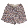 Multi-coloured viscose-silk blend leopard jacquard pleated boxy shorts