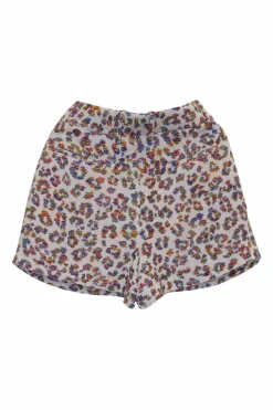 Multi-coloured viscose-silk blend leopard jacquard pleated boxy shorts