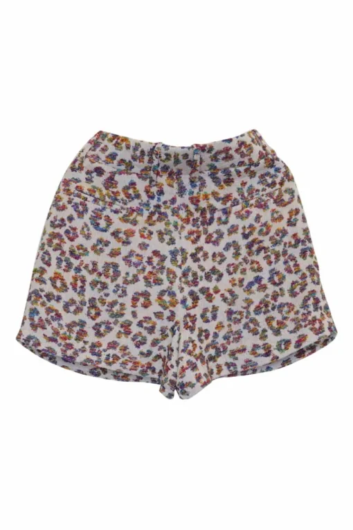 Multi-coloured viscose-silk blend leopard jacquard pleated boxy shorts