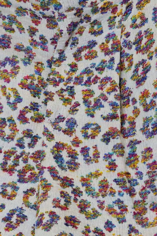 Multi-coloured viscose-silk blend leopard jacquard pleated boxy shorts