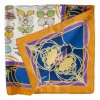Mustard and blue "multi sunnies" print silk scarf
