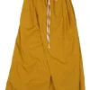 Mustard yellow cotton wrap-effect pull-on wide-leg logo cropped pants with drawstring waist