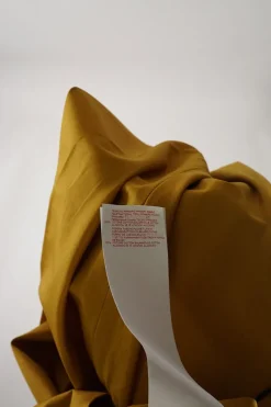 Mustard yellow cotton wrap-effect pull-on wide-leg logo cropped pants with drawstring waist