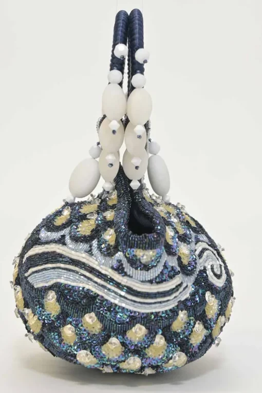Navy beaded fabric Tutubi clutch