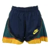Navy blue nylon high-waist Tempo shorts with colour-block pleated hem