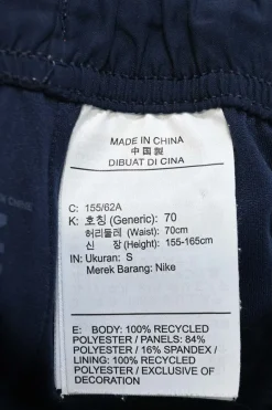 Navy blue nylon high-waist Tempo shorts with colour-block pleated hem