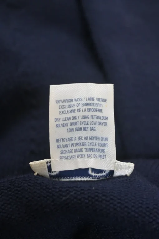 Navy Blue Virgin Wool with Embroidered Floral Sweater