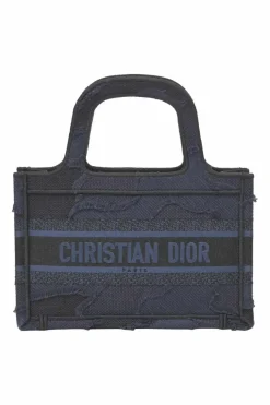 Navy camouflage embroidered canvas mini Book Tote