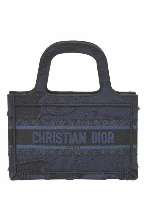 Navy camouflage embroidered canvas mini Book Tote