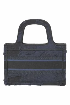 Navy camouflage embroidered canvas mini Book Tote