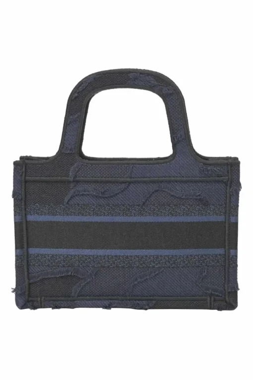 Navy camouflage embroidered canvas mini Book Tote