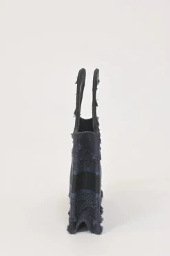 Navy camouflage embroidered canvas mini Book Tote
