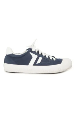 Navy canvas and rubber low-top plimsole sneakers