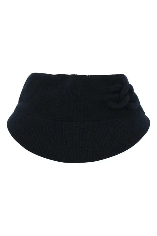 Navy cashmere Ottoman knit visor