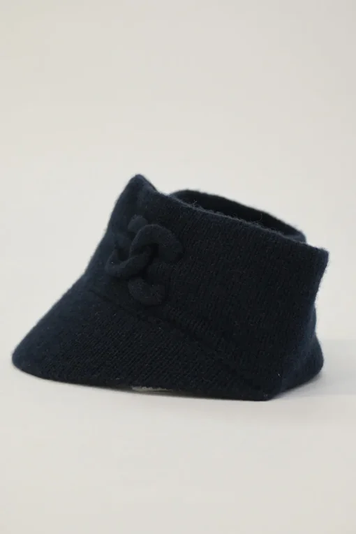 Navy cashmere Ottoman knit visor