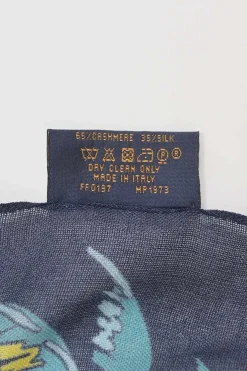 Navy cashmere-silk blend Cobalt Jungle scarf