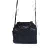 Navy Chamois Tiny Falabella with gun metal handle and shoulder chains