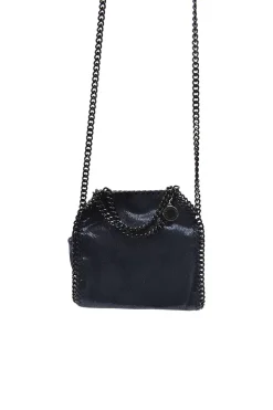 Navy Chamois Tiny Falabella with gun metal handle and shoulder chains