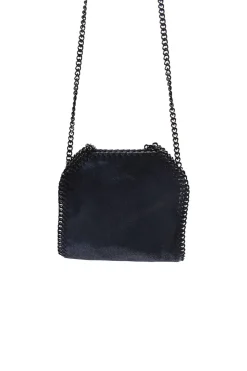Navy Chamois Tiny Falabella with gun metal handle and shoulder chains