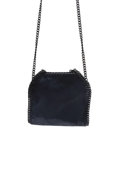 Navy Chamois Tiny Falabella with gun metal handle and shoulder chains