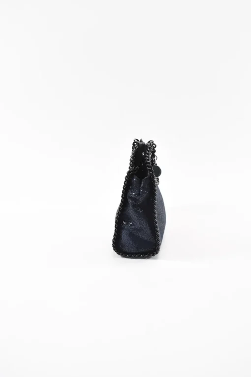 Navy Chamois Tiny Falabella with gun metal handle and shoulder chains