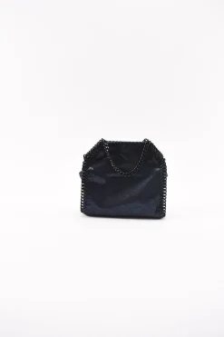Navy Chamois Tiny Falabella with gun metal handle and shoulder chains