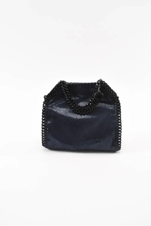 Navy Chamois Tiny Falabella with gun metal handle and shoulder chains