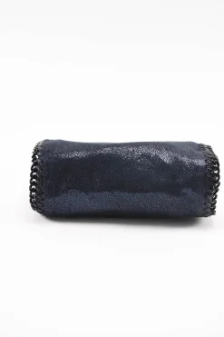 Navy Chamois Tiny Falabella with gun metal handle and shoulder chains