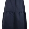 Navy cotton twill skirt, gathered in the middle