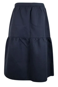 Navy cotton twill skirt, gathered in the middle
