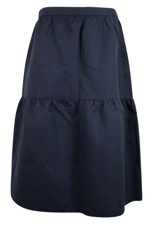 Navy cotton twill skirt, gathered in the middle