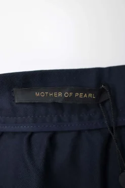Navy cotton twill skirt, gathered in the middle