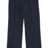 Navy cotton wide leg trousers with both front and back pockets.