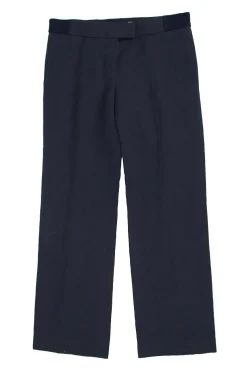 Navy cotton wide leg trousers with both front and back pockets.