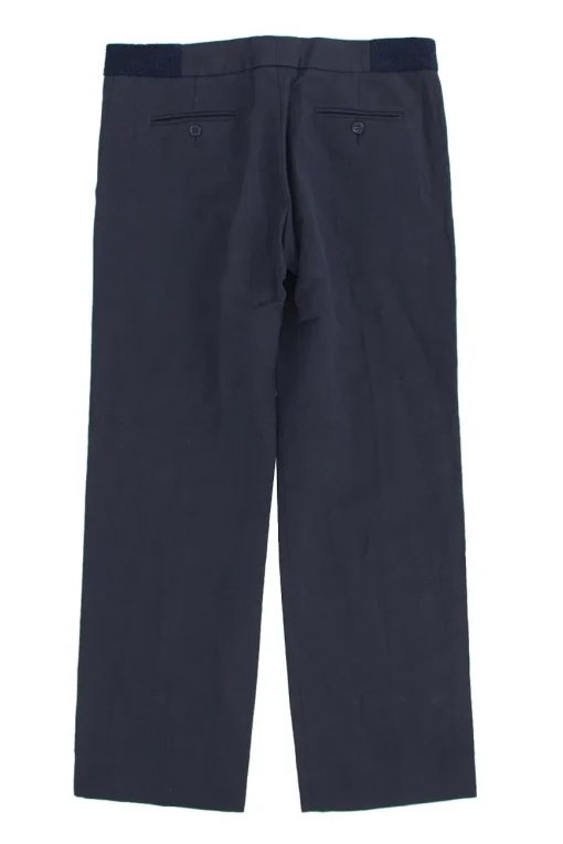 Navy cotton wide leg trousers with both front and back pockets.