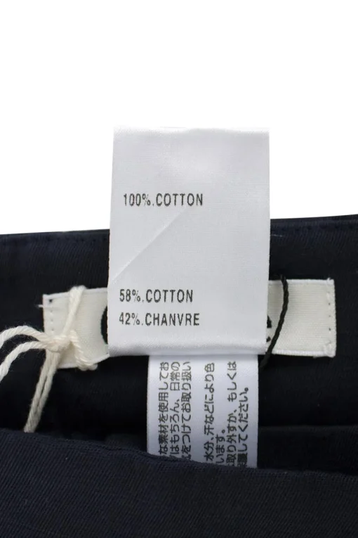 Navy cotton wide leg trousers with both front and back pockets.