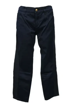 Navy cotton-blend low-rise skinny pants