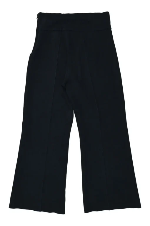 Navy cotton-blend pull-on empire-waist cropped knit sailor trousers with concealed side zip fastening