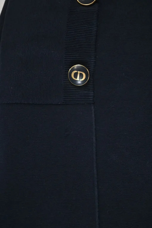 Navy cotton-blend pull-on empire-waist cropped knit sailor trousers with concealed side zip fastening