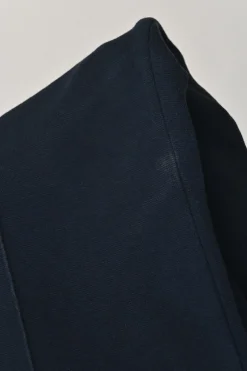 Navy cotton-blend pull-on empire-waist cropped knit sailor trousers with concealed side zip fastening