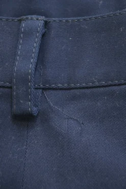 Navy cotton-blend twill pull-on extended pocket shorts