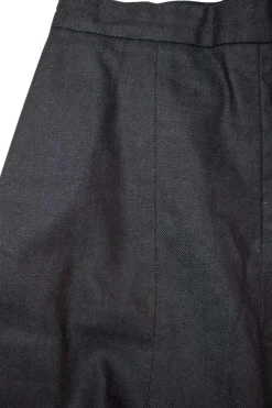 Navy denim cropped wide leg pants with slit on one side