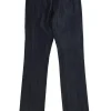 Navy Denim Straight Leg Pant With Pockets And Button Front Fastening