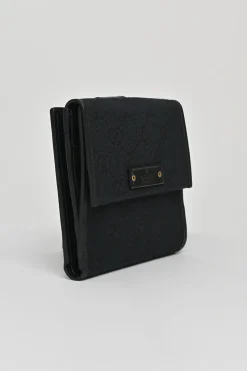 Navy GG Monogram Canvas and Leather Compact Wallet