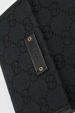 Navy GG Monogram Canvas and Leather Compact Wallet