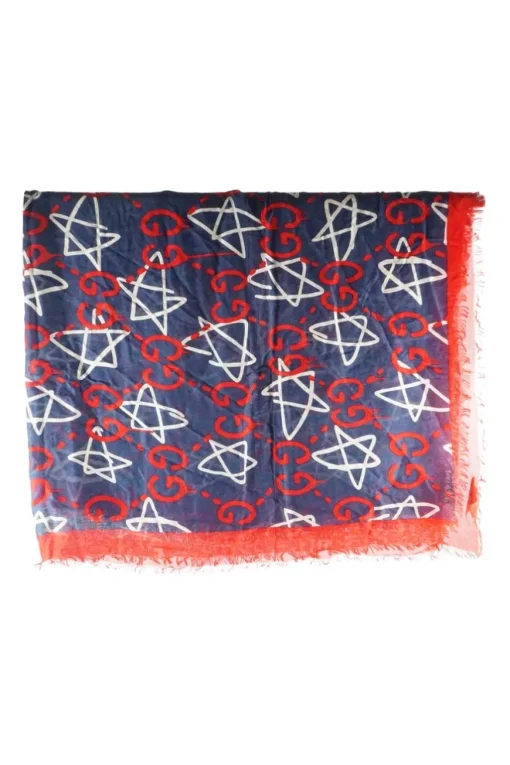 Navy Ghost Stars Modal &amp; Silk GG Star Print Large Square Scarf