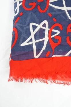 Navy Ghost Stars Modal &amp; Silk GG Star Print Large Square Scarf